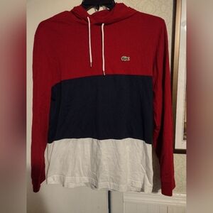 Lacoste Red, Blue, and White Hoodie